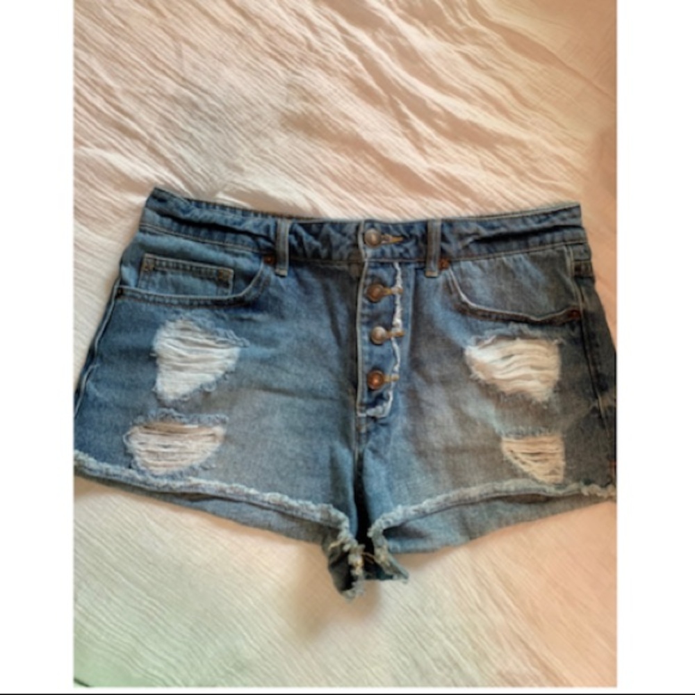 High waist button up shorts